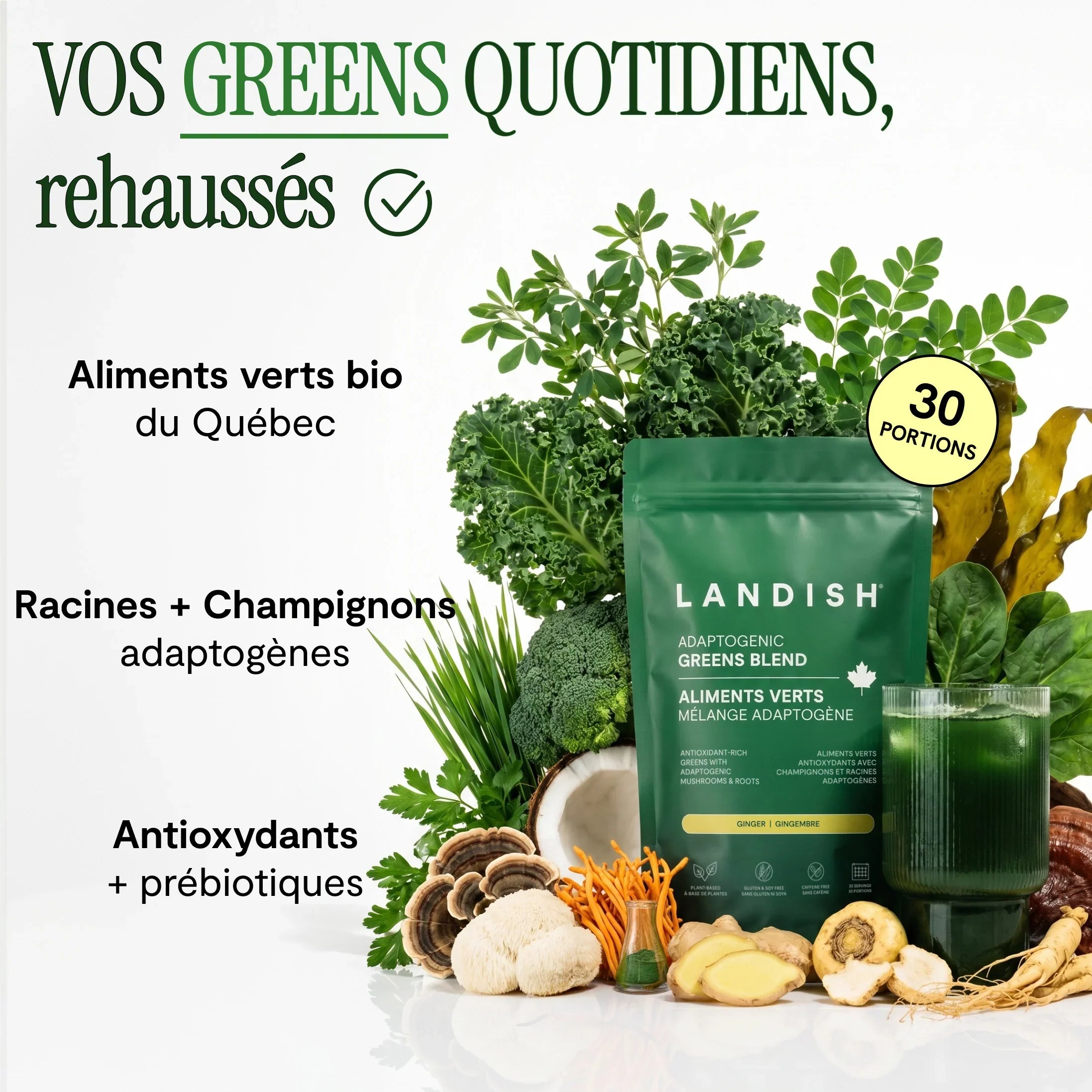 Aliments verts (Greens) mélange adaptogène